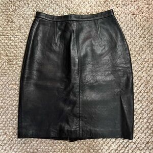 Michael Hoban Black Leather Pencil Skirt, 6